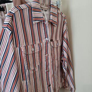 NWT Wrangler Modern Stripe All American Denim Jacket
